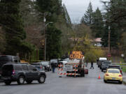 Law enforcement officers respond to the scene of a shooting in Camas on Nov. 14.