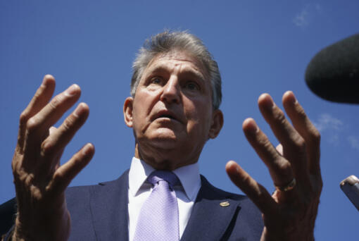 FILE&mdash;Sen. Joe Manchin, D-W.Va., speaks to reporters at the Capitol in Washington, Thursday, Sept. 30, 2021. Manchin will deliver his final speech on the floor of the Senate today, Tuesday, Dec. 3, 2024. (AP Photo/J.